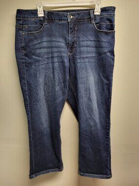 Santana Jeans Women's Dark Wash Straight Leg Jeans Size 14 Mid Rise Stretch Deni